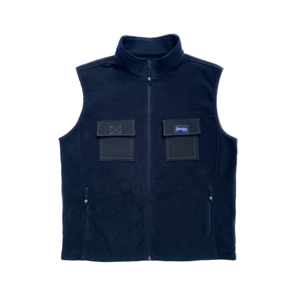 fleece full zip vest - black