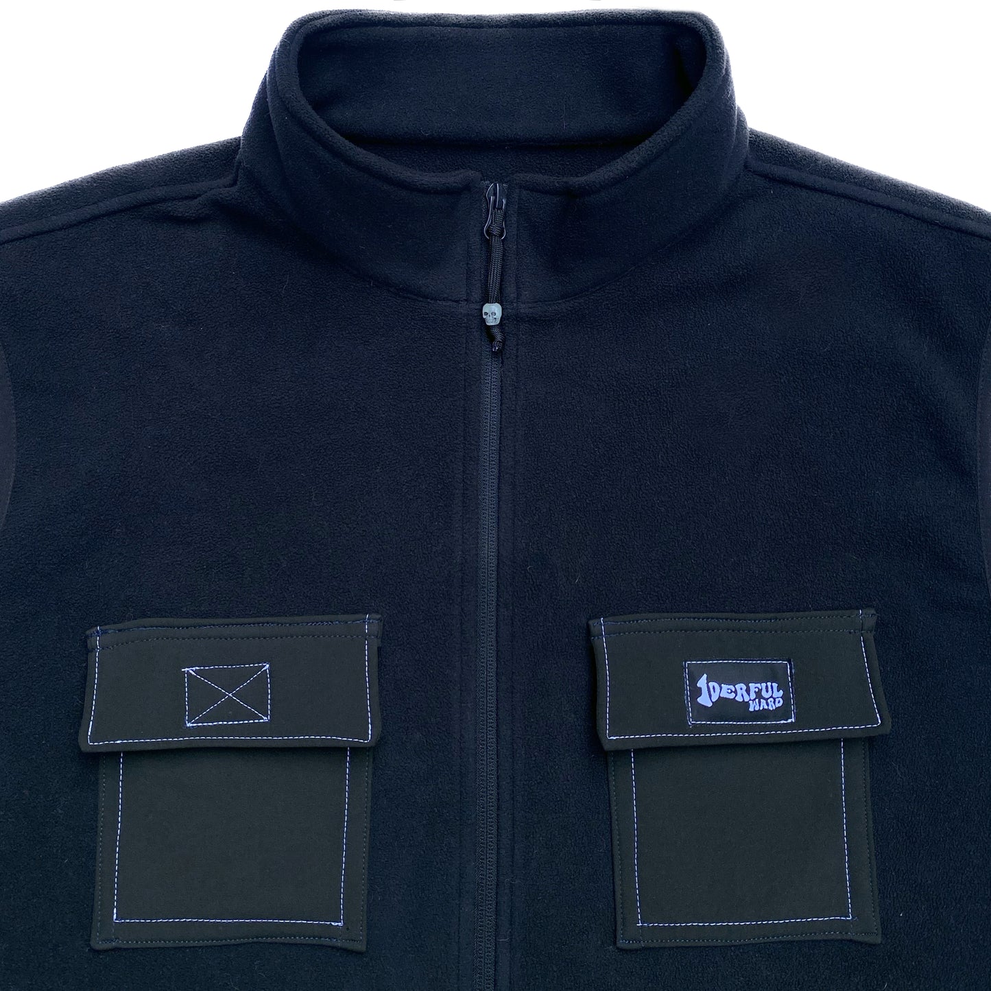 fleece full zip vest - black