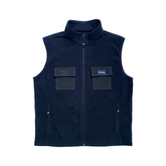 fleece full zip vest - black